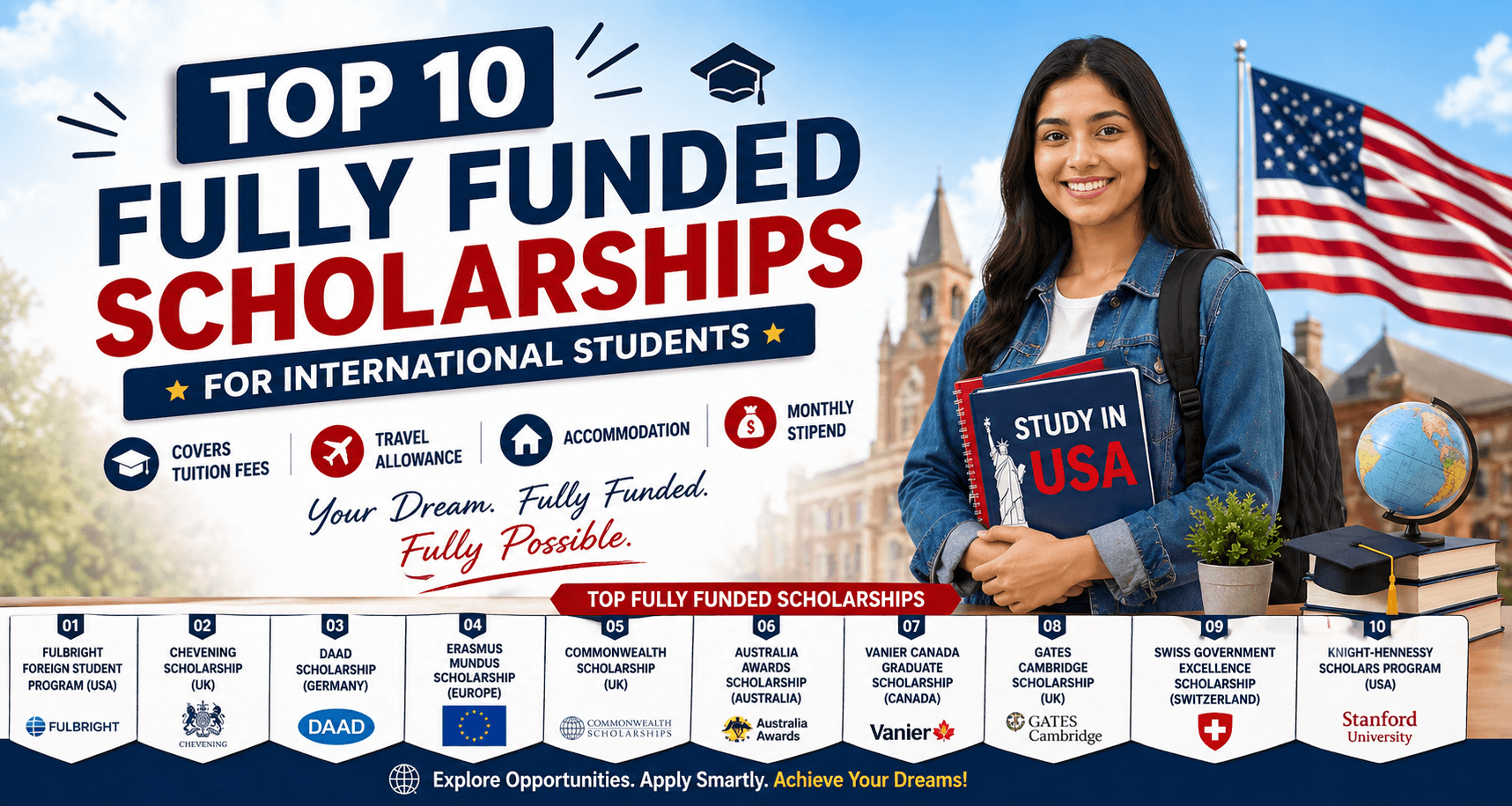 Top 10 Fully Funded Scholarships for International Students in 2026